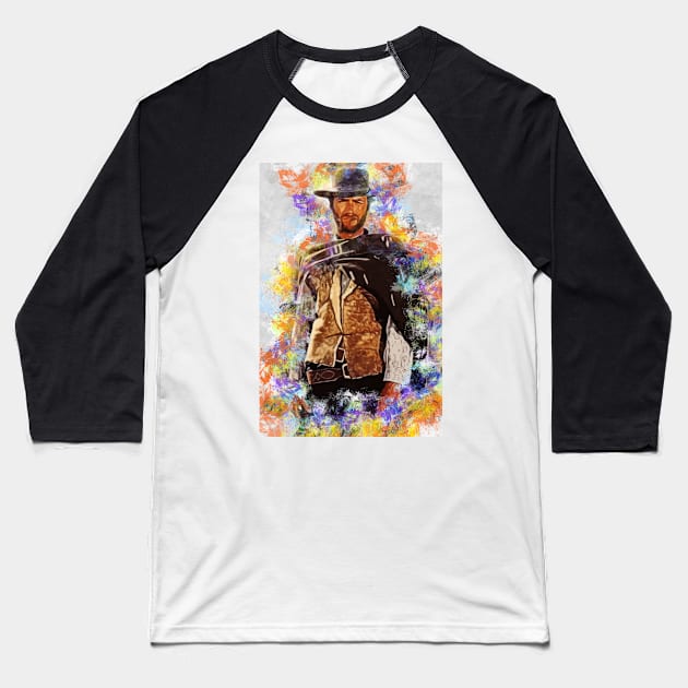 ✪ A Tribute to Clint Eastwood ✪ Abstract Portrait Baseball T-Shirt by Naumovski